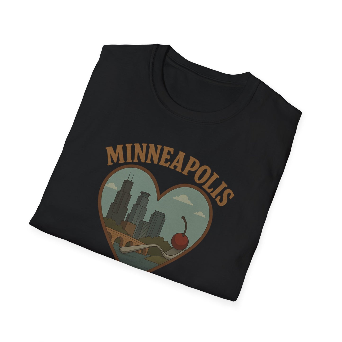 Celebrate Minneapolis Love with Heart-Shaped Skyline and Cherry Fork Tee
