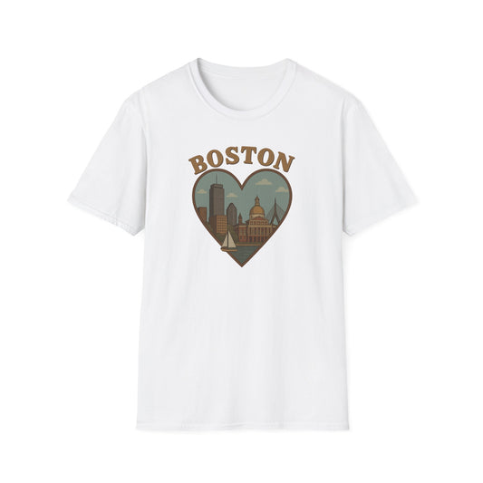 Embrace Boston Love with this Heartfelt Skyline Graphic T-Shirt