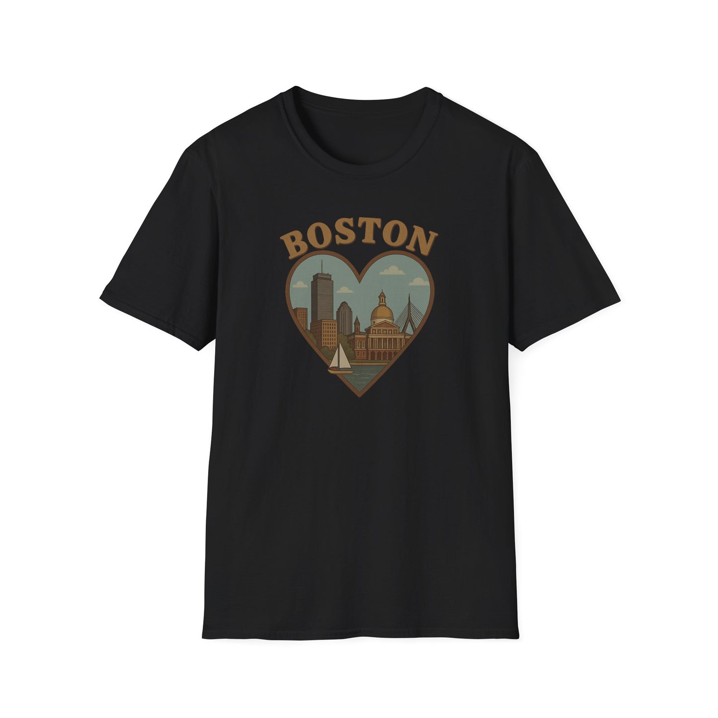 Embrace Boston Love with this Heartfelt Skyline Graphic T-Shirt