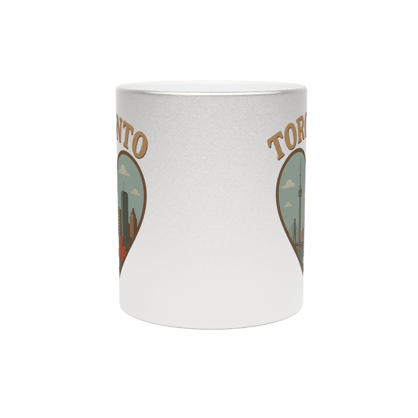 Metallic Toronto Mug with Heartwarming Skyline - Silver & Gold Delight
