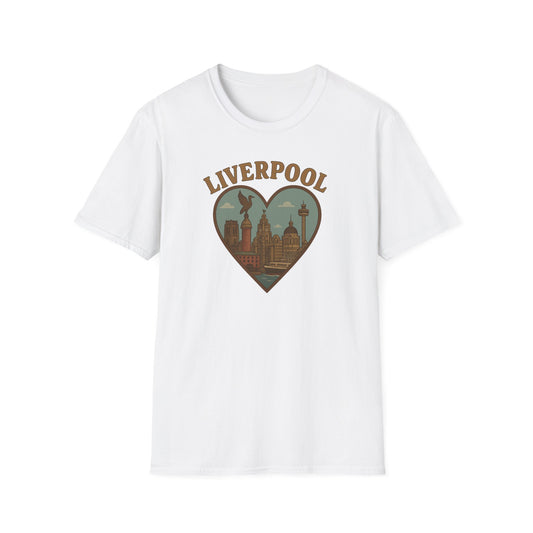 Capture the Spirit of Liverpool with this Unisex Retro Skyline T-Shirt
