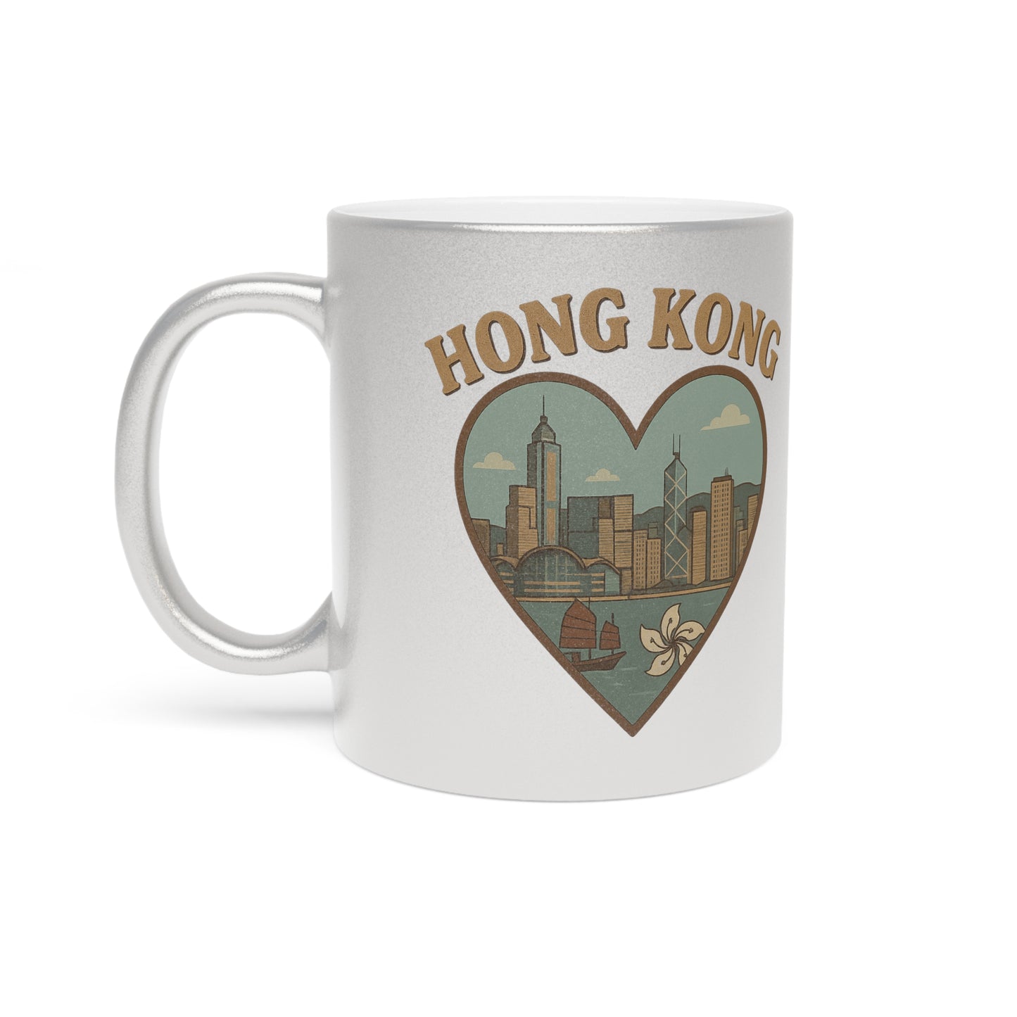 Gleaming Hong Kong Metallic Mug: Grab a Sip of Skyline Nostalgia!