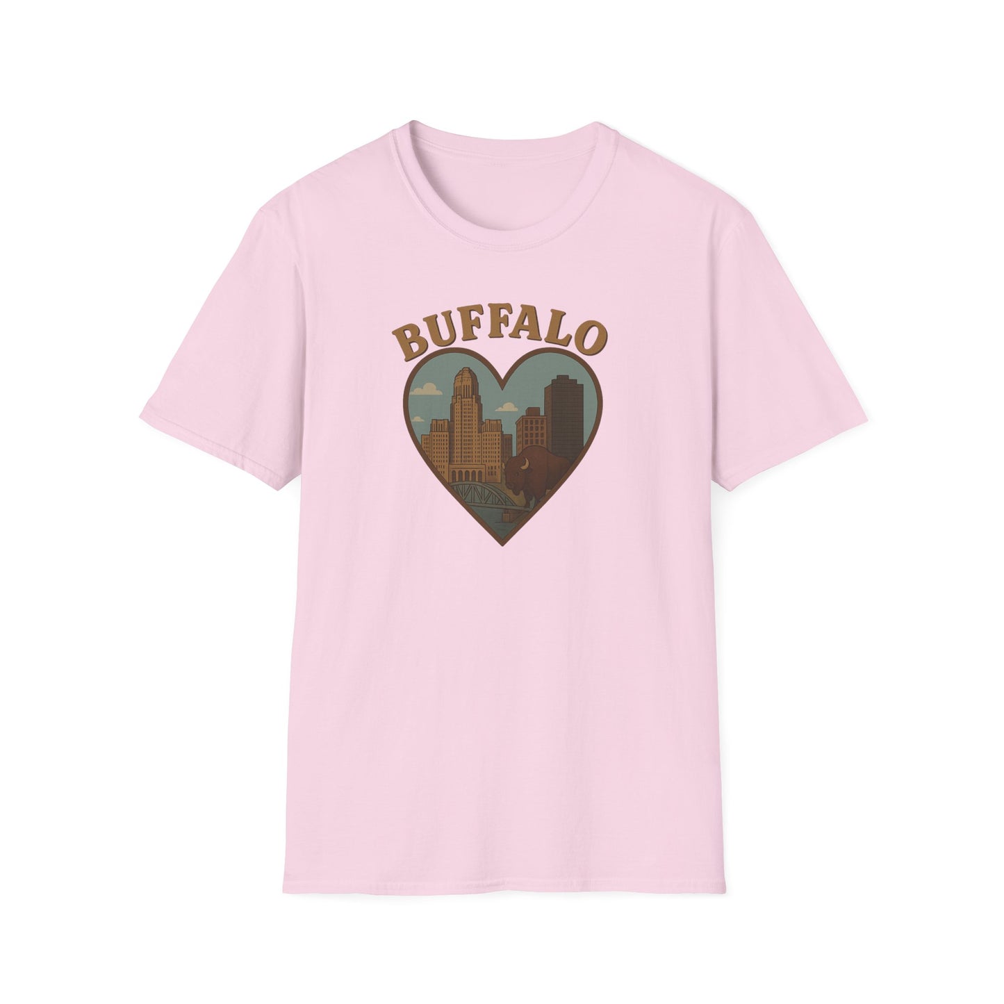 Buffalo Lovers Unite: Embrace City Skyline & Roaming Bison on a Soft Unisex Tee