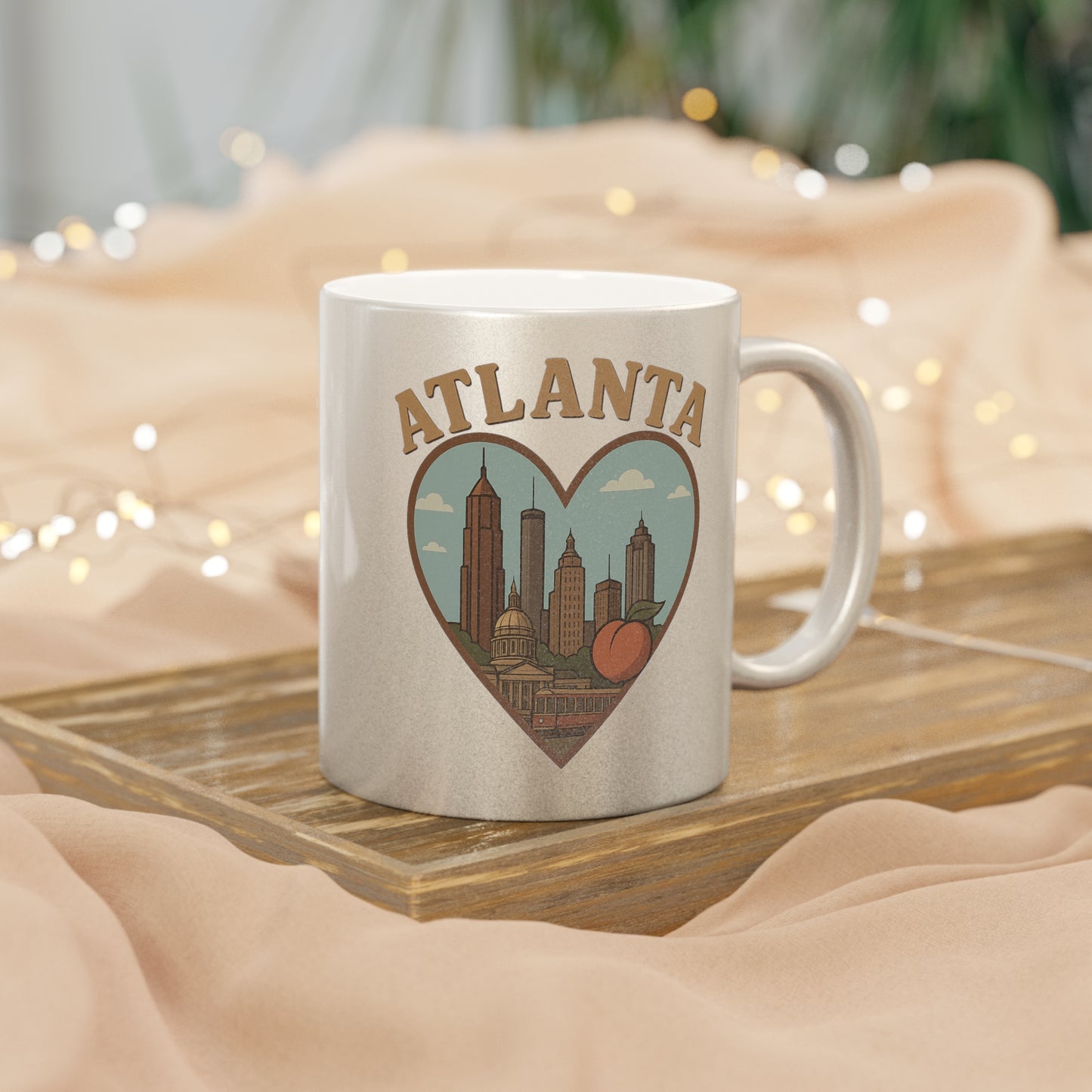 Sip Stylishly with the Ultimate Metallic Atlanta Skyline Mug - Silver and Gold!