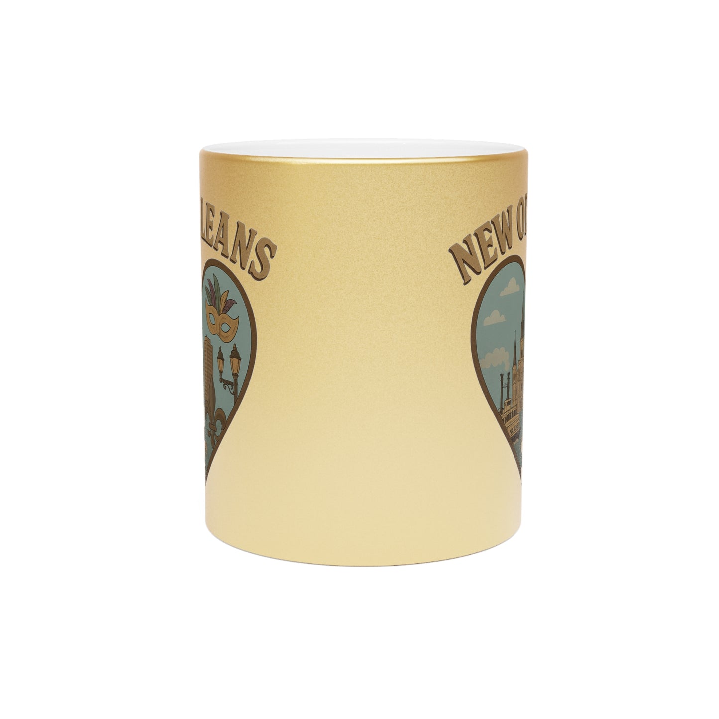 Sip with Soul: Metallic New Orleans Skyline Mug in Silver & Gold