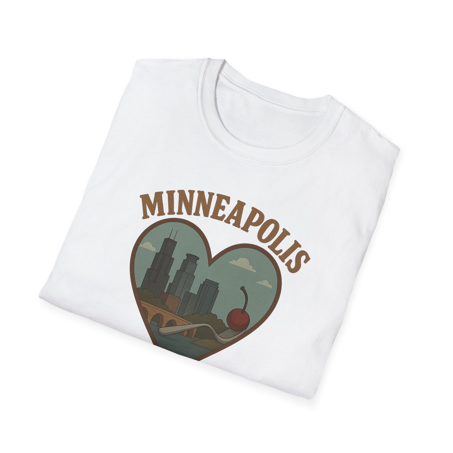 Celebrate Minneapolis Love with Heart-Shaped Skyline and Cherry Fork Tee