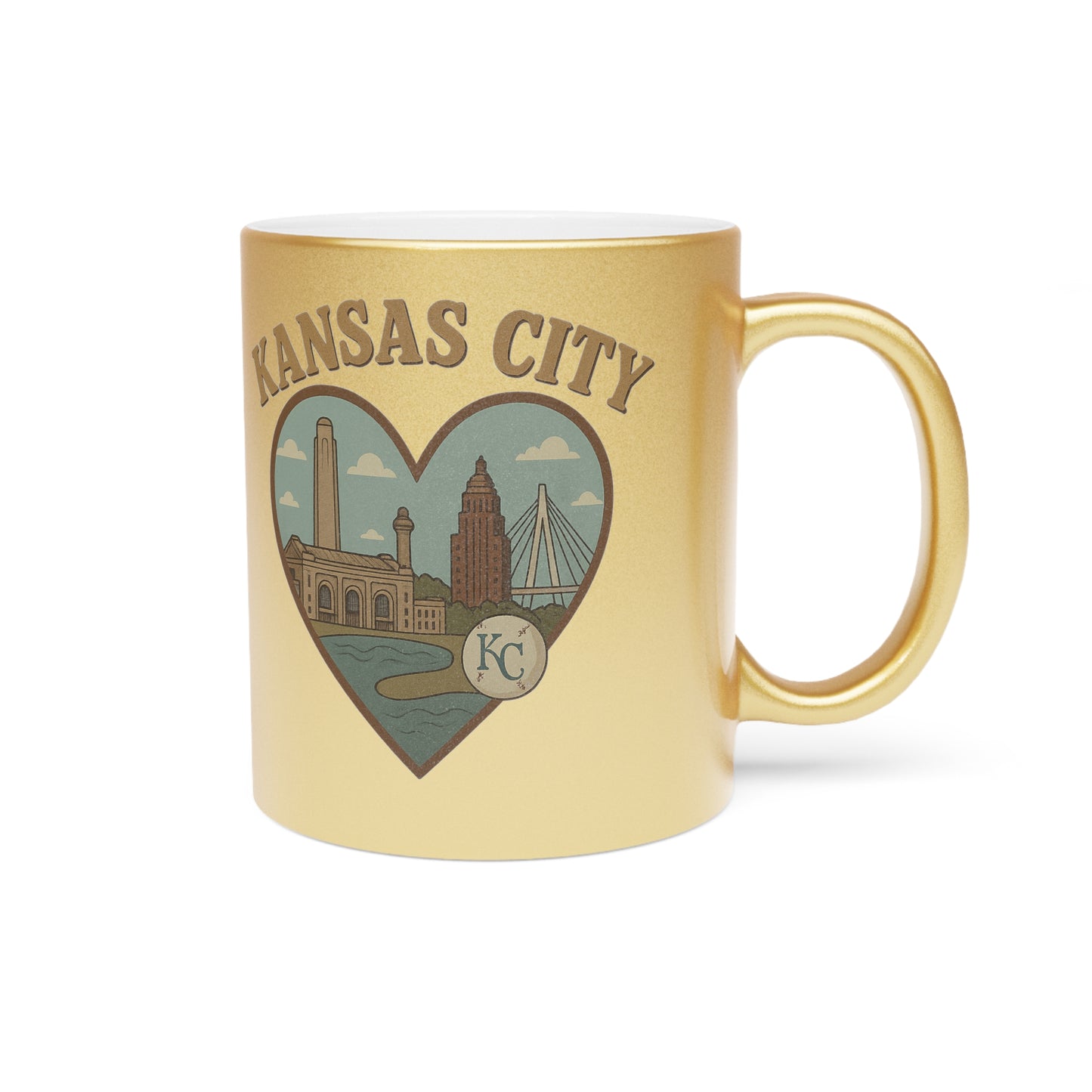 Gleaming Kansas City Metallic Mug: Sip in Style with Skyline Vibes!