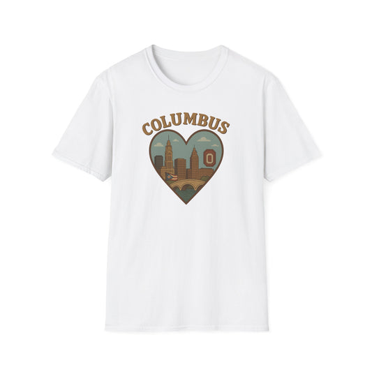 Fall in Love with Columbus: Unisex T-Shirt Celebrating Skyline, Bridges & Ohio Pride
