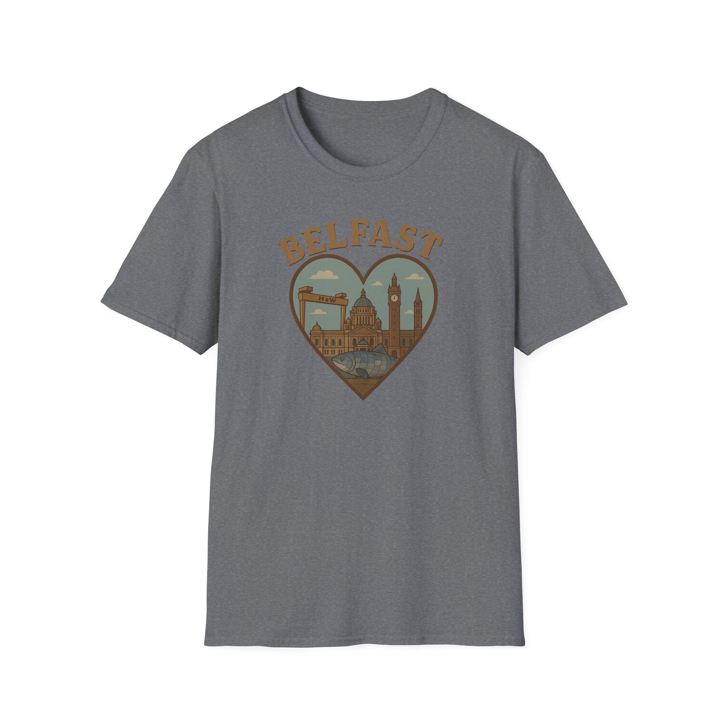 Fall in Love with Belfast: Unisex Soft T-shirt of Northern Ireland Charm!