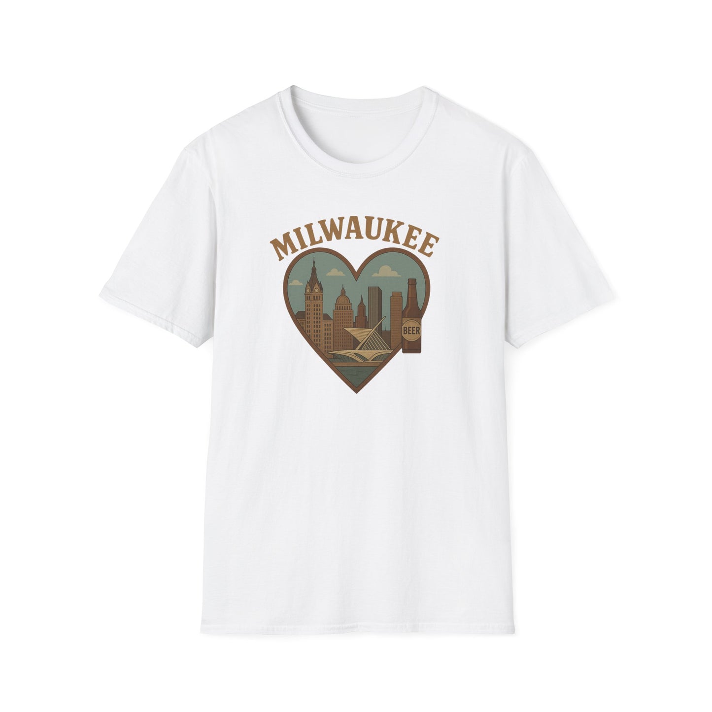 Fall Head Over Heels with This Milwaukee Skyline and Beer Lover's T-Shirt in Soft Unisex Gildan Glory!