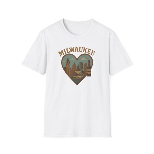 Fall Head Over Heels with This Milwaukee Skyline and Beer Lover's T-Shirt in Soft Unisex Gildan Glory!