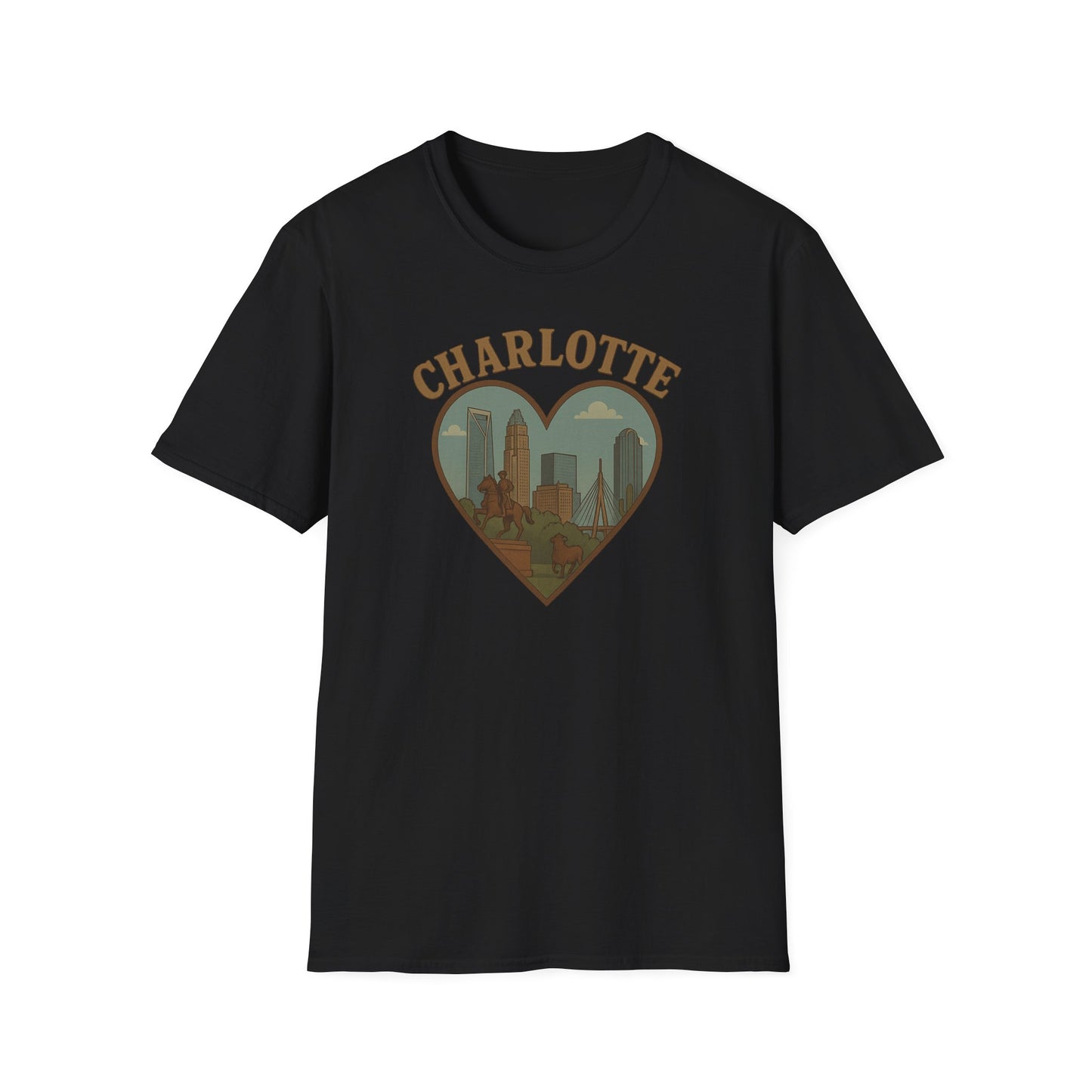 Fall in Love with Charlotte Unisex T-Shirt - Heartfelt City Skyline Style!