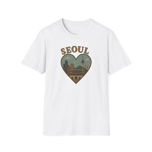 Love Seoul Heart T-Shirt for Wanderlust Enthusiasts with Soft Unisex Fit