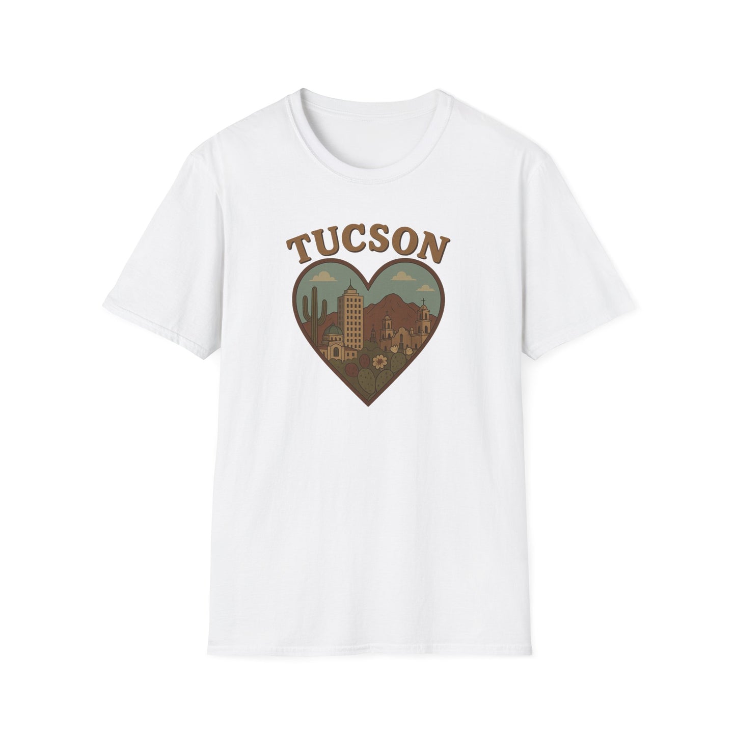 Tucson Love Heart Skyline T-Shirt - Soft Unisex Desert Cactus Tee