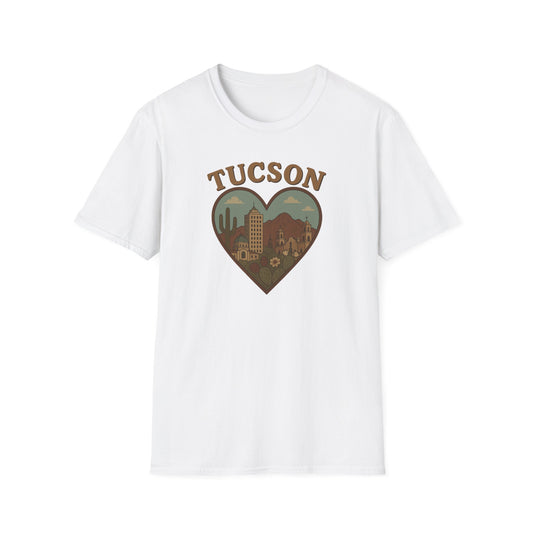 Tucson Love Heart Skyline T-Shirt - Soft Unisex Desert Cactus Tee