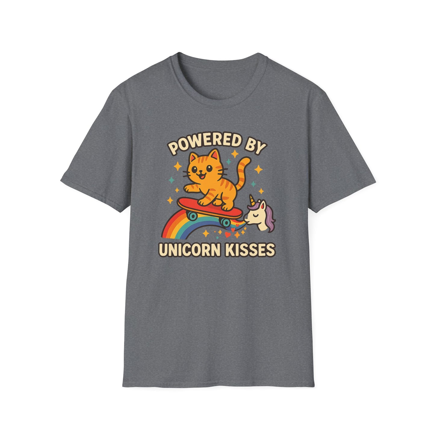 Catch the Magic Wave in a Cat Powered by Unicorn Kisses T-Shirt - Soft Unisex Fit!