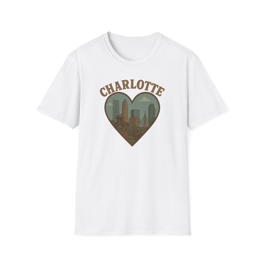 Fall in Love with Charlotte Unisex T-Shirt - Heartfelt City Skyline Style!