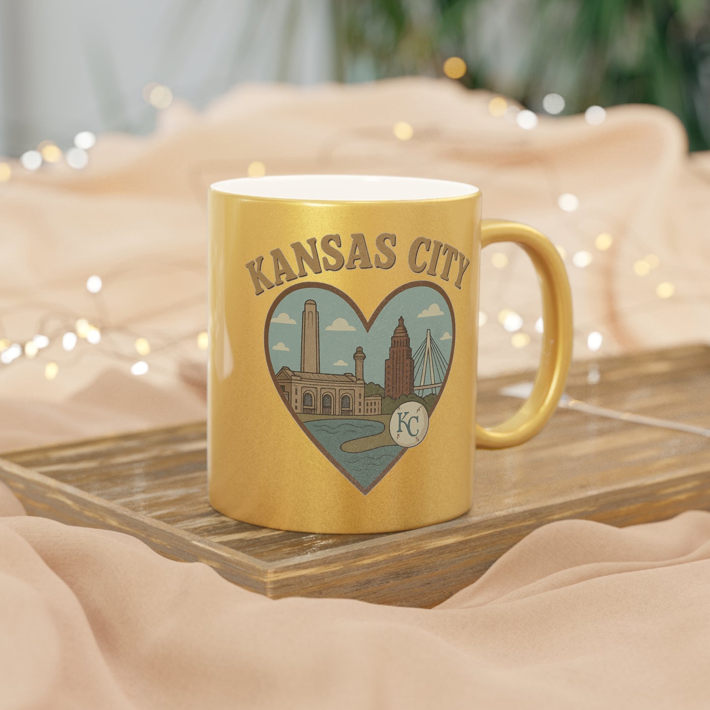 Gleaming Kansas City Metallic Mug: Sip in Style with Skyline Vibes!