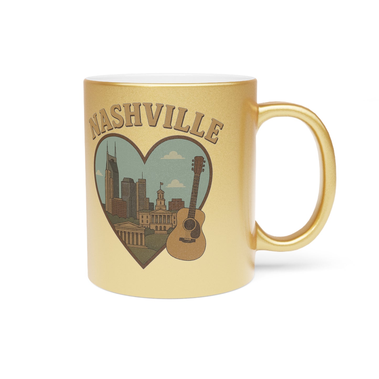 Rock Your Brew with a Gold & Silver Metallic Nashville Mug Symphony!