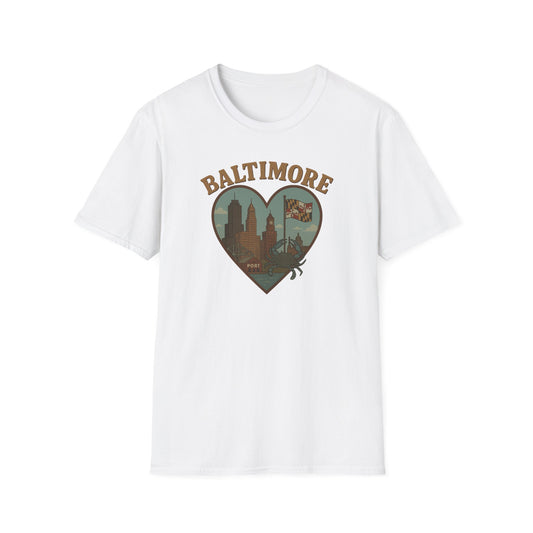 Show Your Love for Baltimore with This Iconic Soft Unisex Crab Heart T-Shirt!