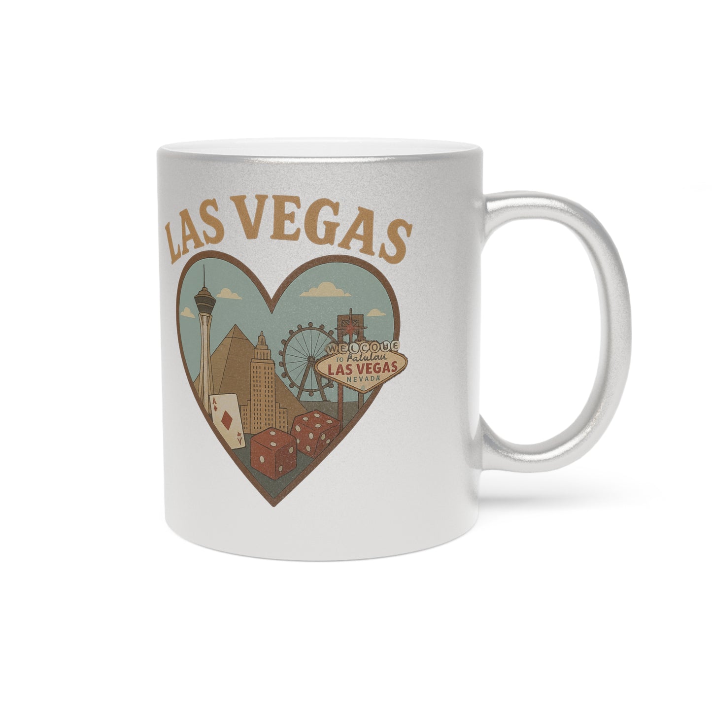 Dazzling Las Vegas Metallic Mug: Sip in Silver or Gold Splendor!