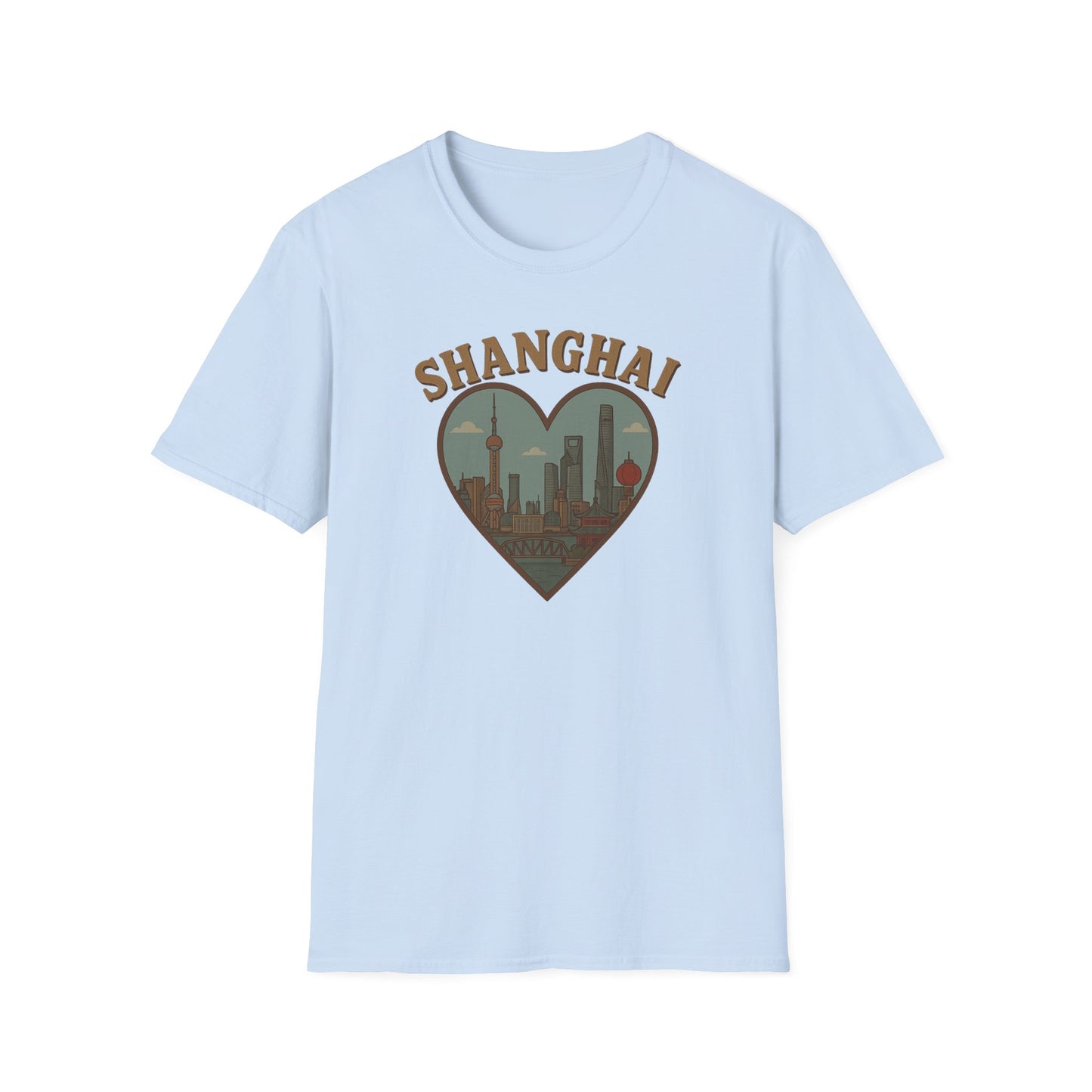 Feel the Love with our Shanghai Cityscape Heart Tee – Stylish, Soft, and Unisex Perfection!
