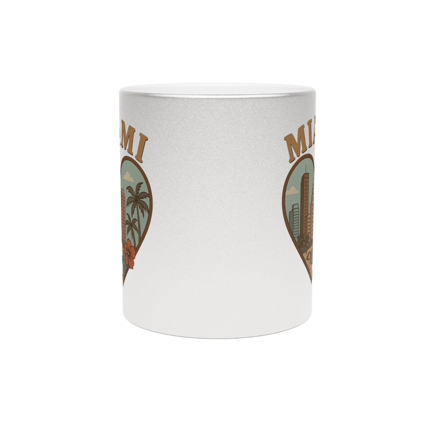 Sip in Style with the Miami Metallic Mug: Vintage Skyline Design in Silver & Gold!