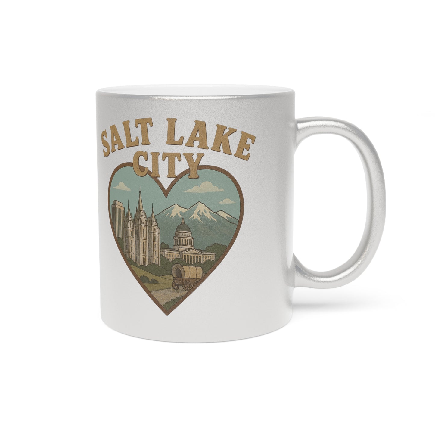 Unleash Your Inner Pioneer Spirit with Our Vintage Salt Lake City Metallic Mug!