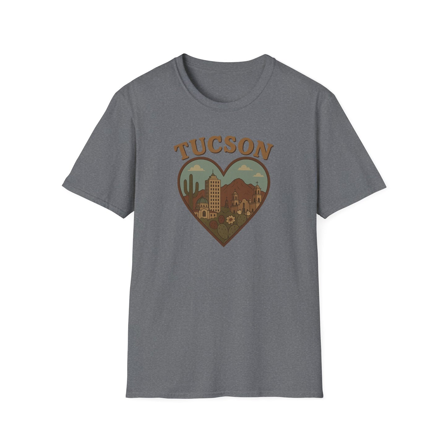 Tucson Love Heart Skyline T-Shirt - Soft Unisex Desert Cactus Tee