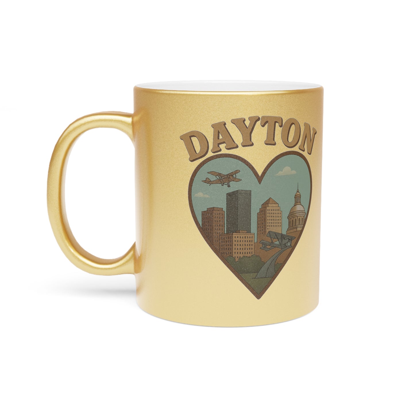 Sip in Style with the Irresistible Dayton skyline Metallic Mug - A Perfect Blend of Silver and Gold Glam!