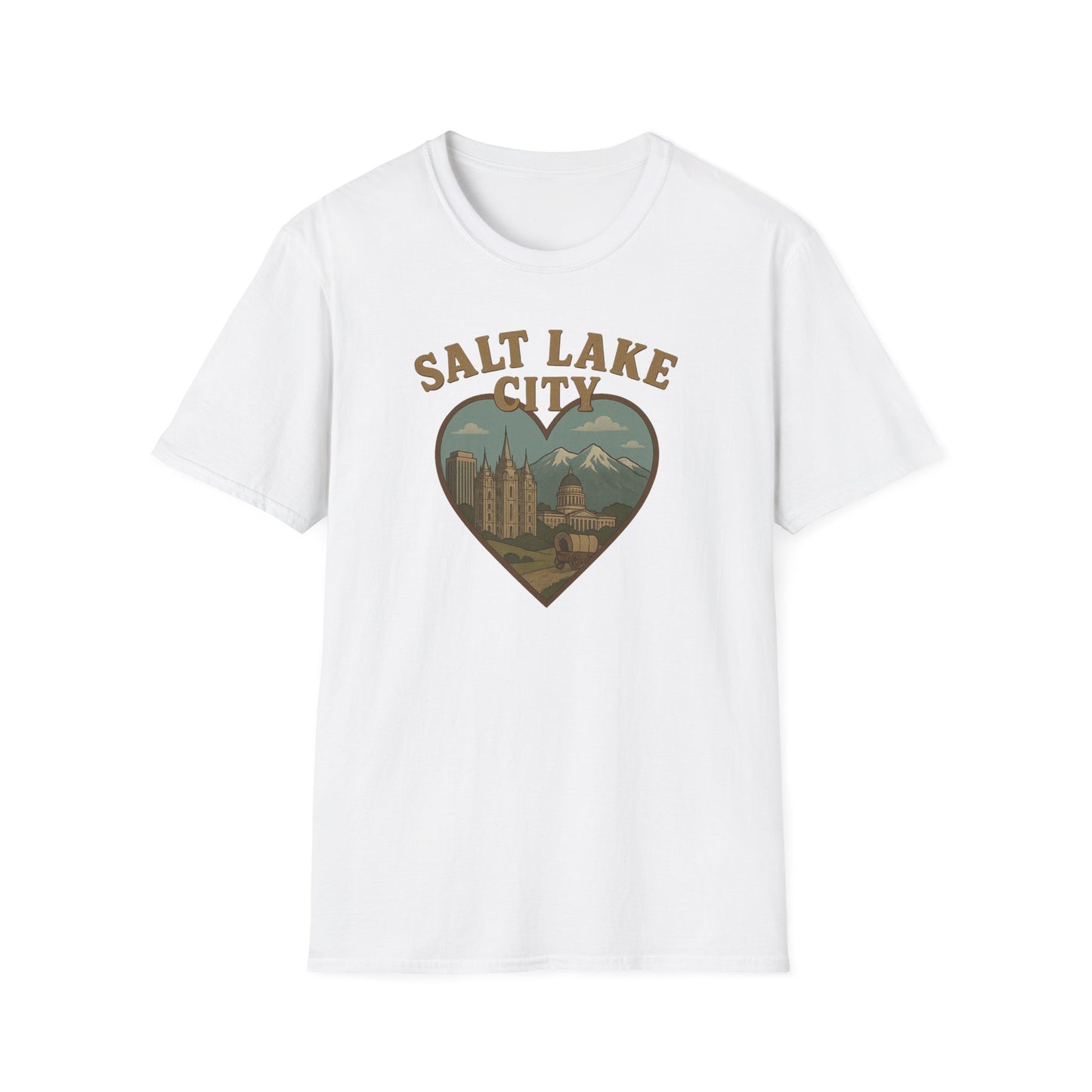 Embrace the Salty Air with Our Retro Salt Lake City Scenic Heart T-Shirt