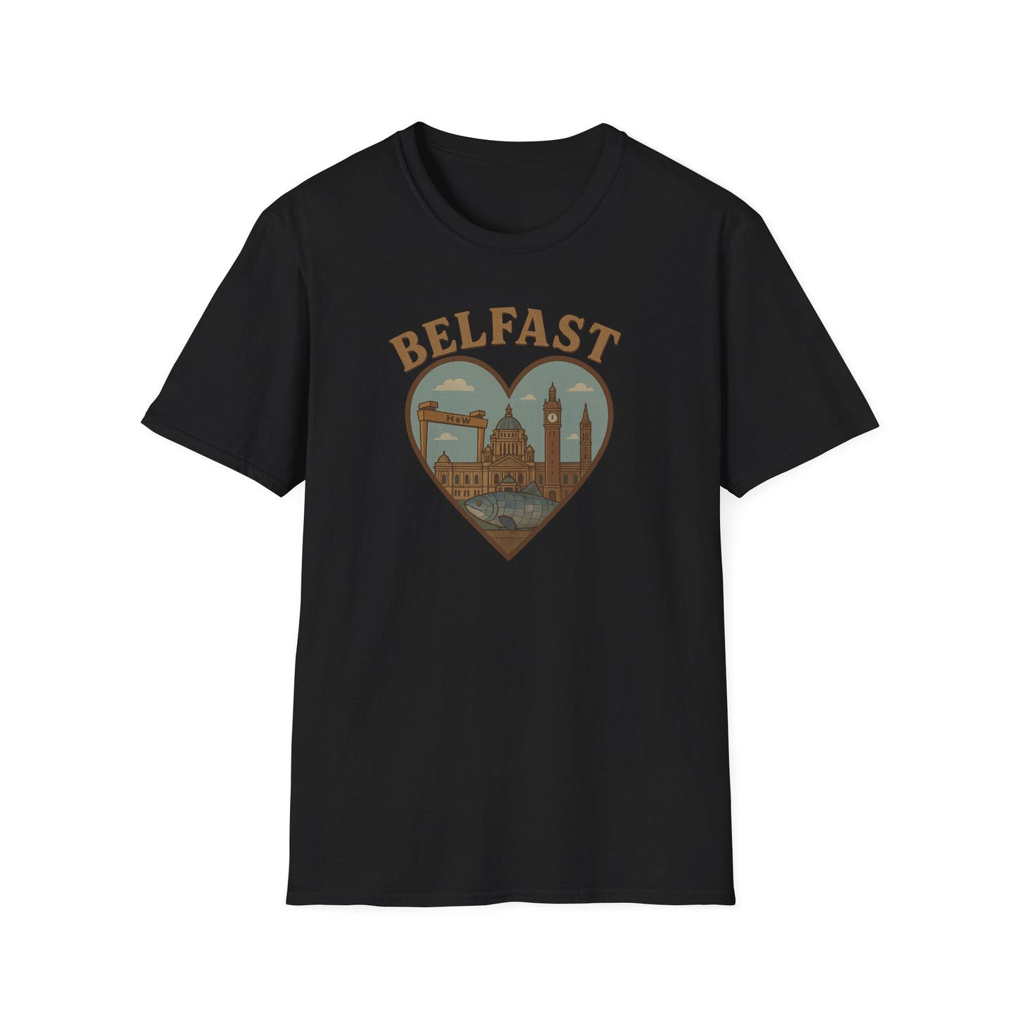 Fall in Love with Belfast: Unisex Soft T-shirt of Northern Ireland Charm!