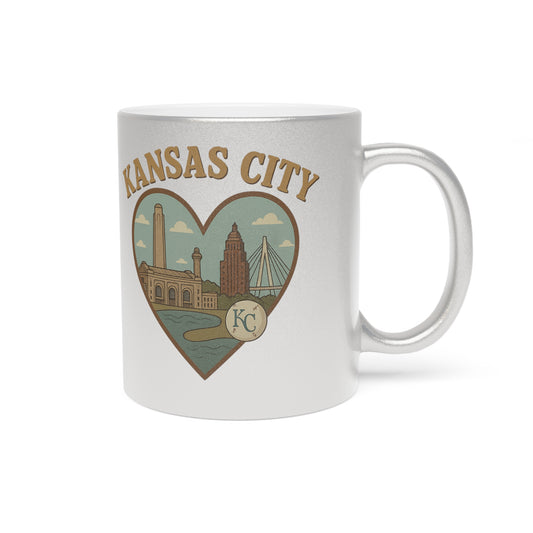 Gleaming Kansas City Metallic Mug: Sip in Style with Skyline Vibes!