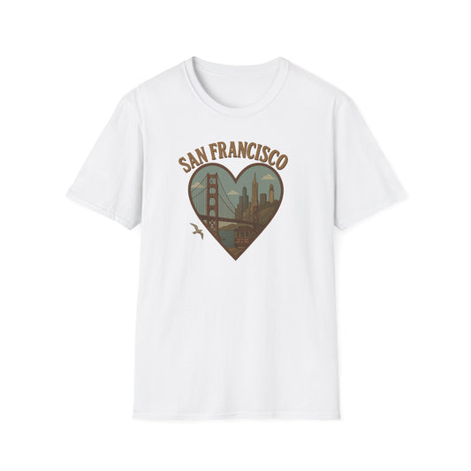 Capture Golden Bridge Vibes with Our San Francisco Heartbeat T-Shirt