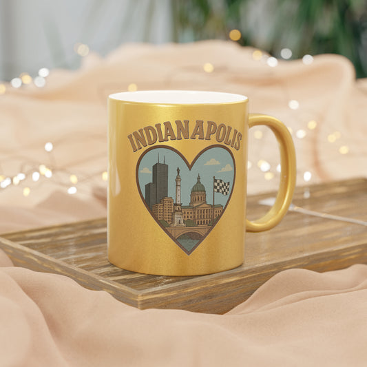Indy Gold & Silver Mug: Sip Your Love for Indianapolis Iconic Skyline!