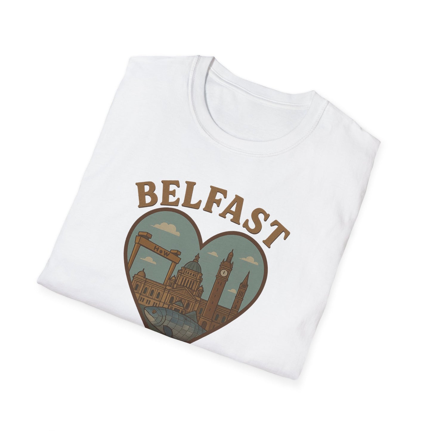 Fall in Love with Belfast: Unisex Soft T-shirt of Northern Ireland Charm!