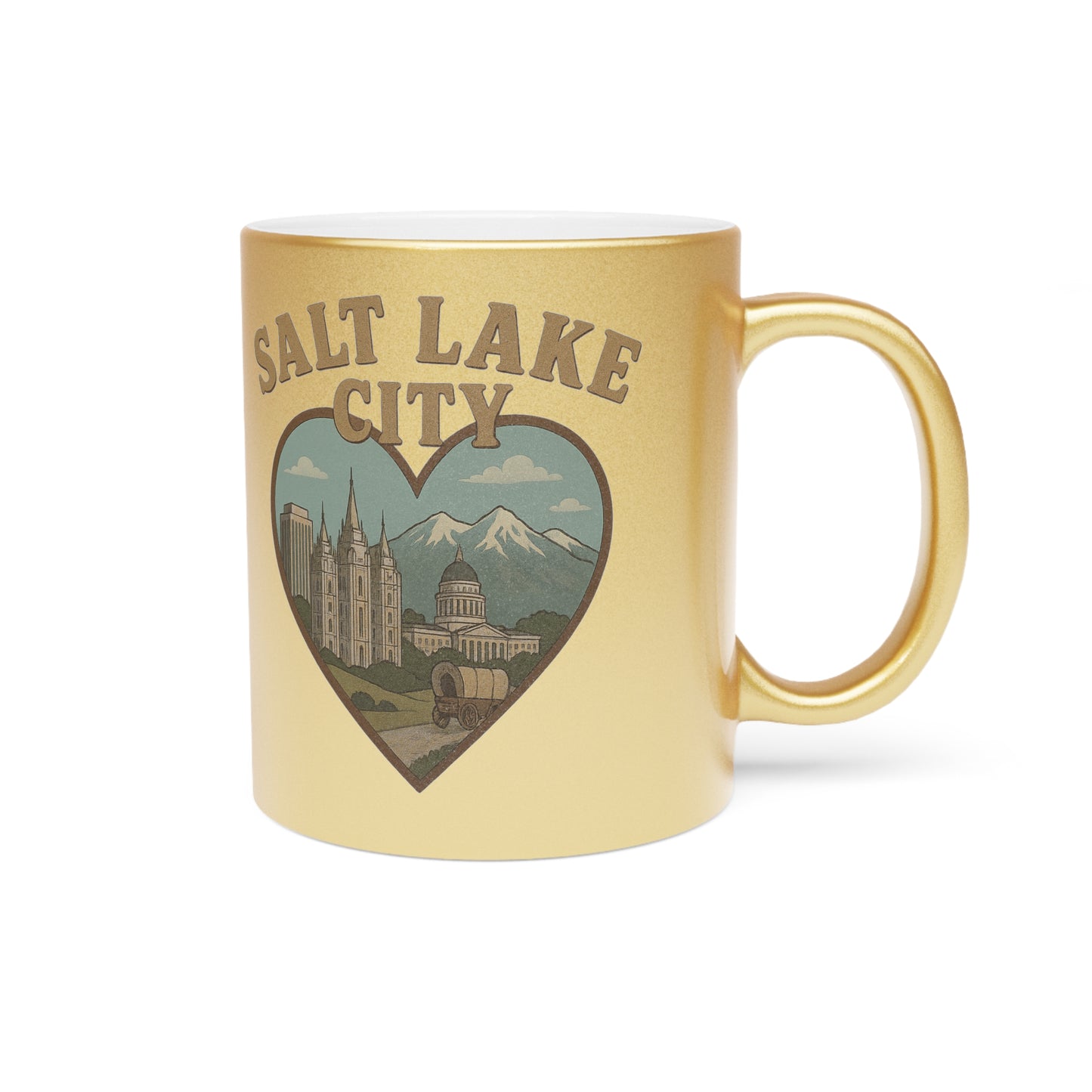 Unleash Your Inner Pioneer Spirit with Our Vintage Salt Lake City Metallic Mug!
