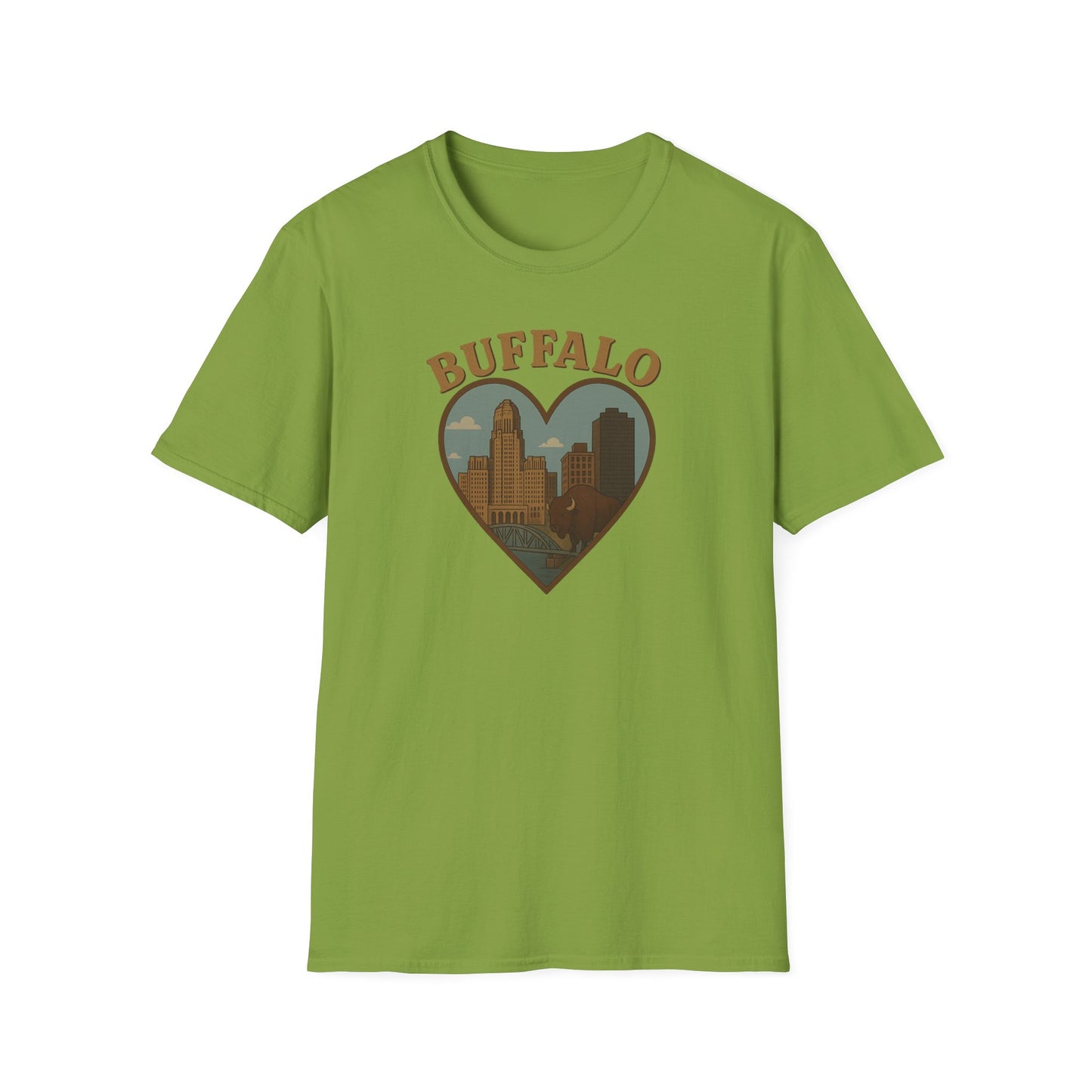 Buffalo Lovers Unite: Embrace City Skyline & Roaming Bison on a Soft Unisex Tee
