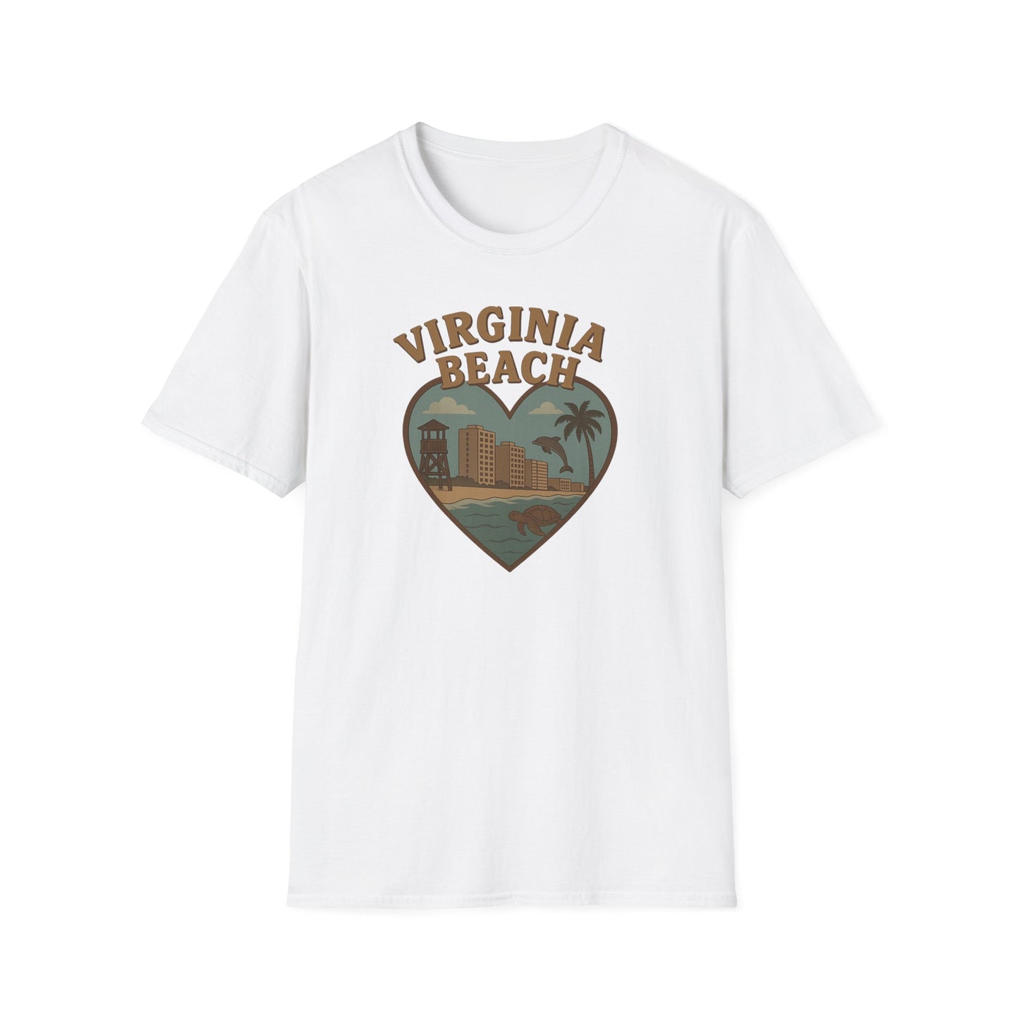 Groovy Virginia Beach T-Shirt - Celebrate Coastal Vibes with Dolphins and Turtles