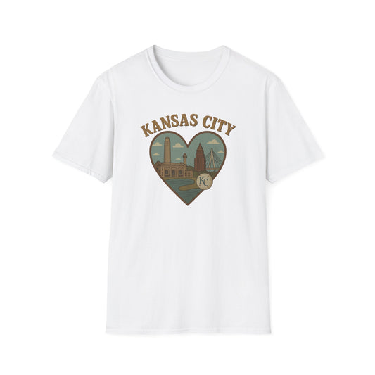 Fall in Love with Kansas City: Quirky Heartscape Tee for Proud Midwestern Spirits