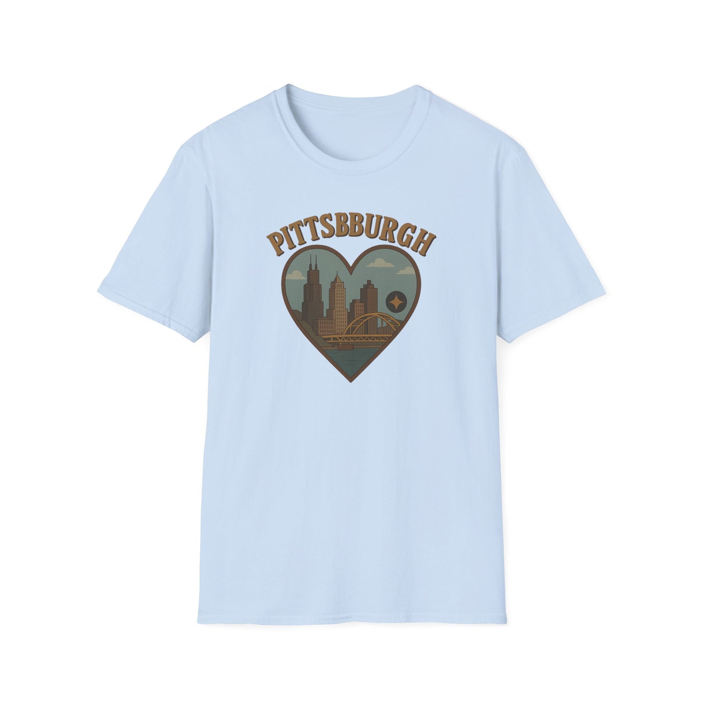 Fall in Love with Pittsburgh's Skyline Heart T-shirt – Unisex Urban Romance Tee