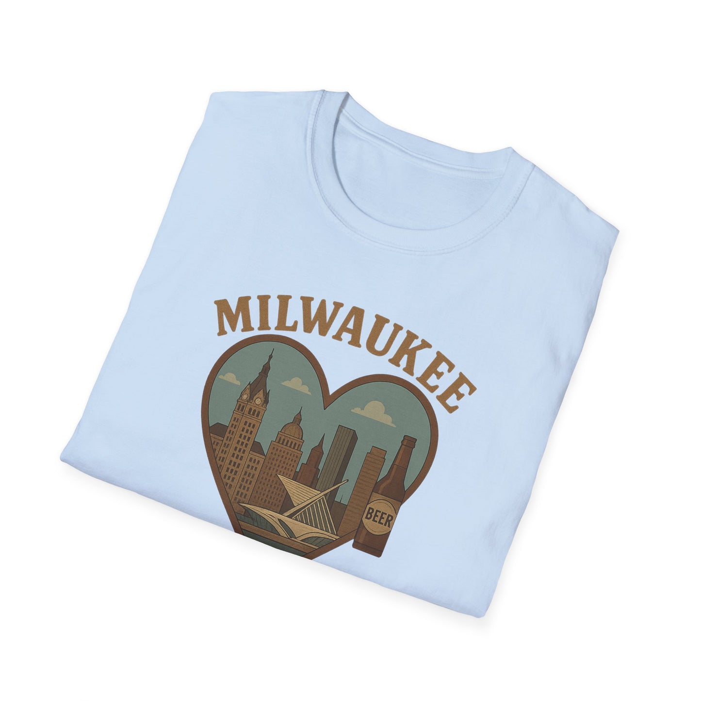 Fall Head Over Heels with This Milwaukee Skyline and Beer Lover's T-Shirt in Soft Unisex Gildan Glory!