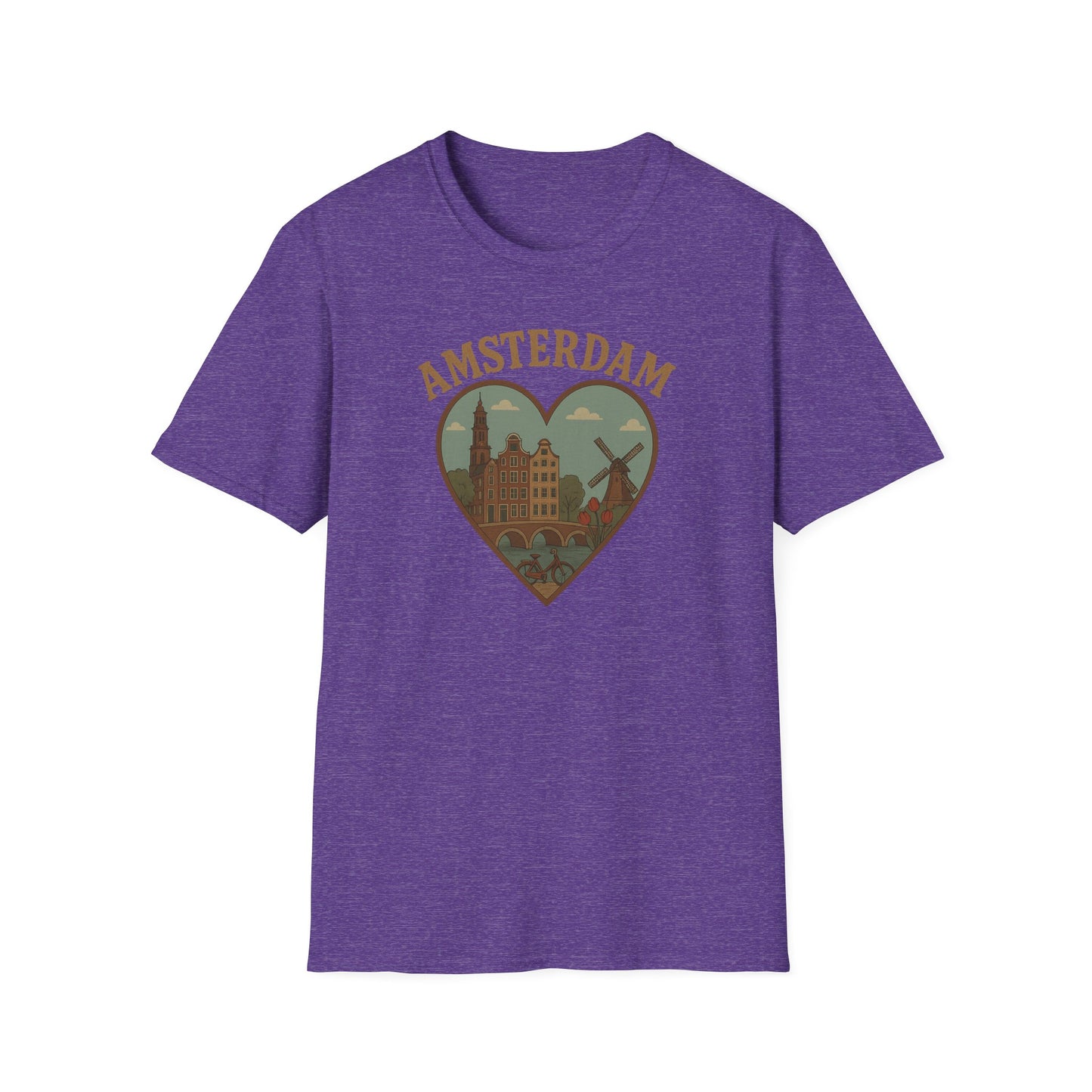 Fall in Love with Amsterdam: Unisex Soft T-Shirt for Travel Enthusiasts