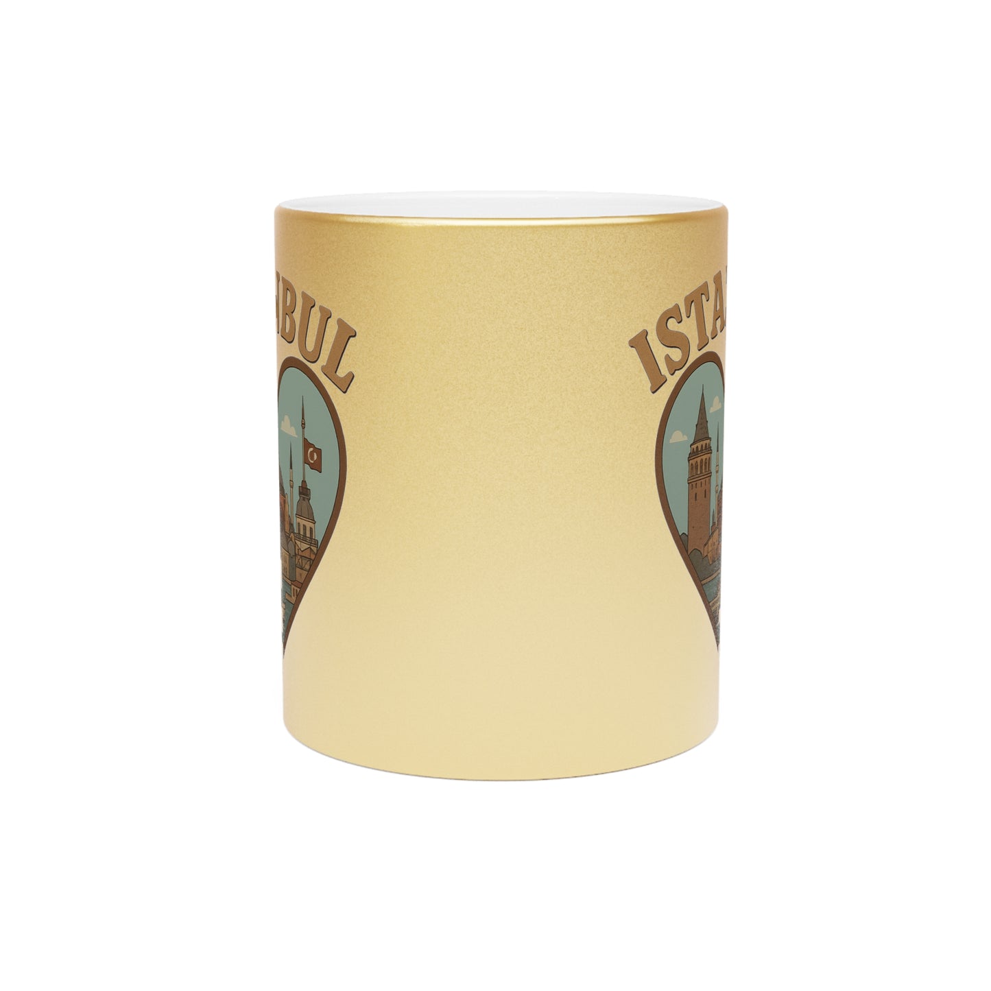 Gleaming Istanbul Skyline Mug: Sip in Silver and Gold Glamour!
