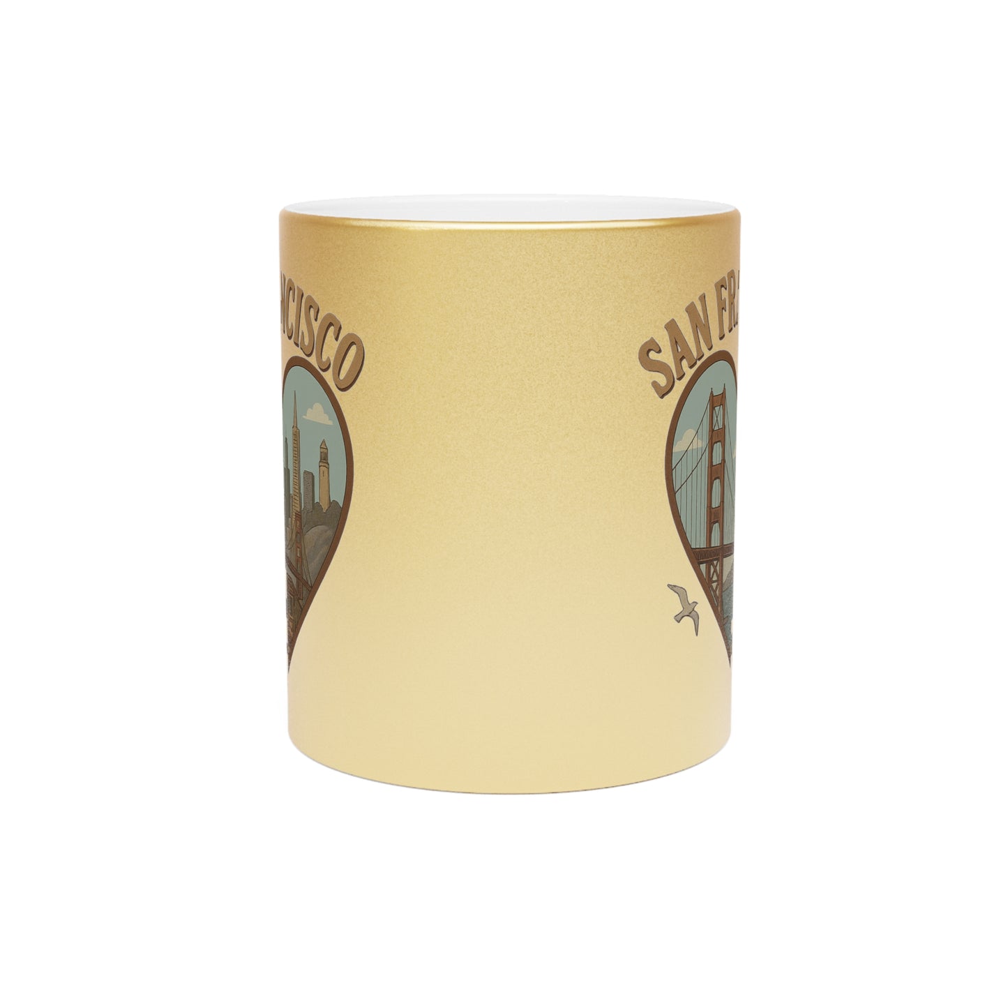 Sparkling Metallic Mug for San Francisco Lovers with Golden Gate Charm