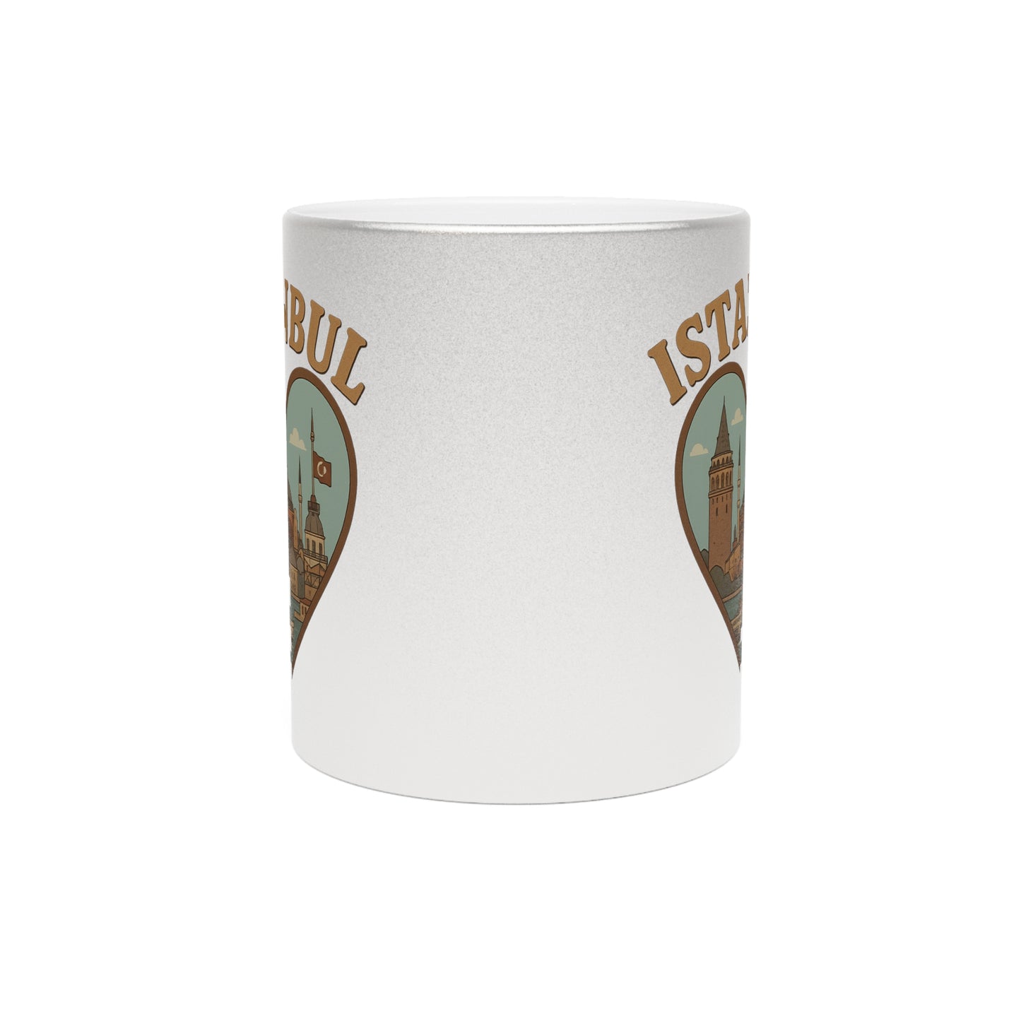 Gleaming Istanbul Skyline Mug: Sip in Silver and Gold Glamour!