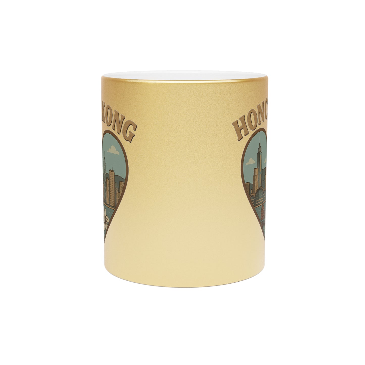 Gleaming Hong Kong Metallic Mug: Grab a Sip of Skyline Nostalgia!