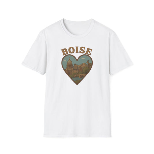 Fall in Love with Boise: Heartfelt Iconic Idaho Unisex Tee for Urban Adventurers