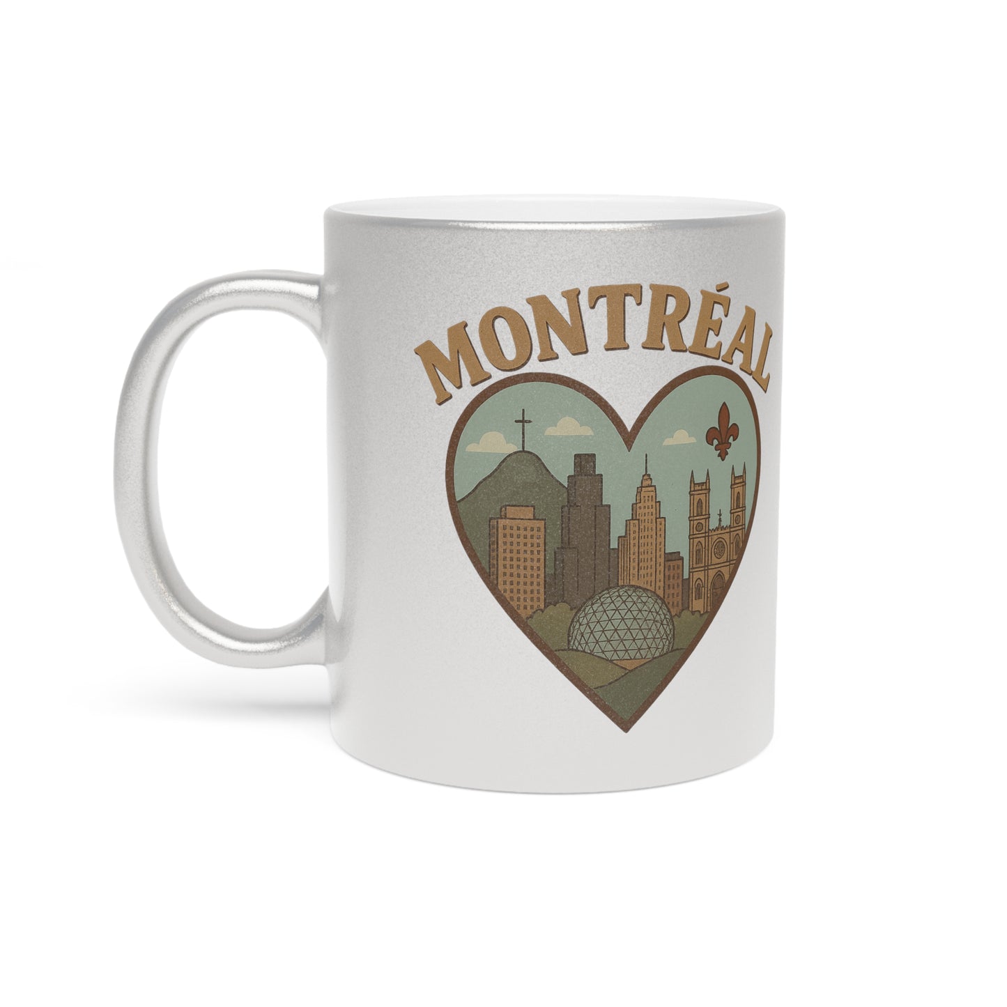 Sip Montréal's Charm with This Exquisite Gold & Silver Metallic Mug