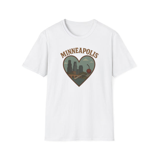 Celebrate Minneapolis Love with Heart-Shaped Skyline and Cherry Fork Tee
